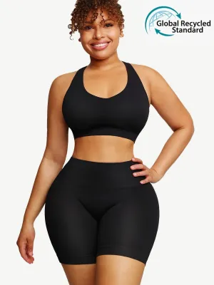 Wholesale 🌿Eco-friendly Sexy V Neck Seamless Sportswear Biker Shorts Set