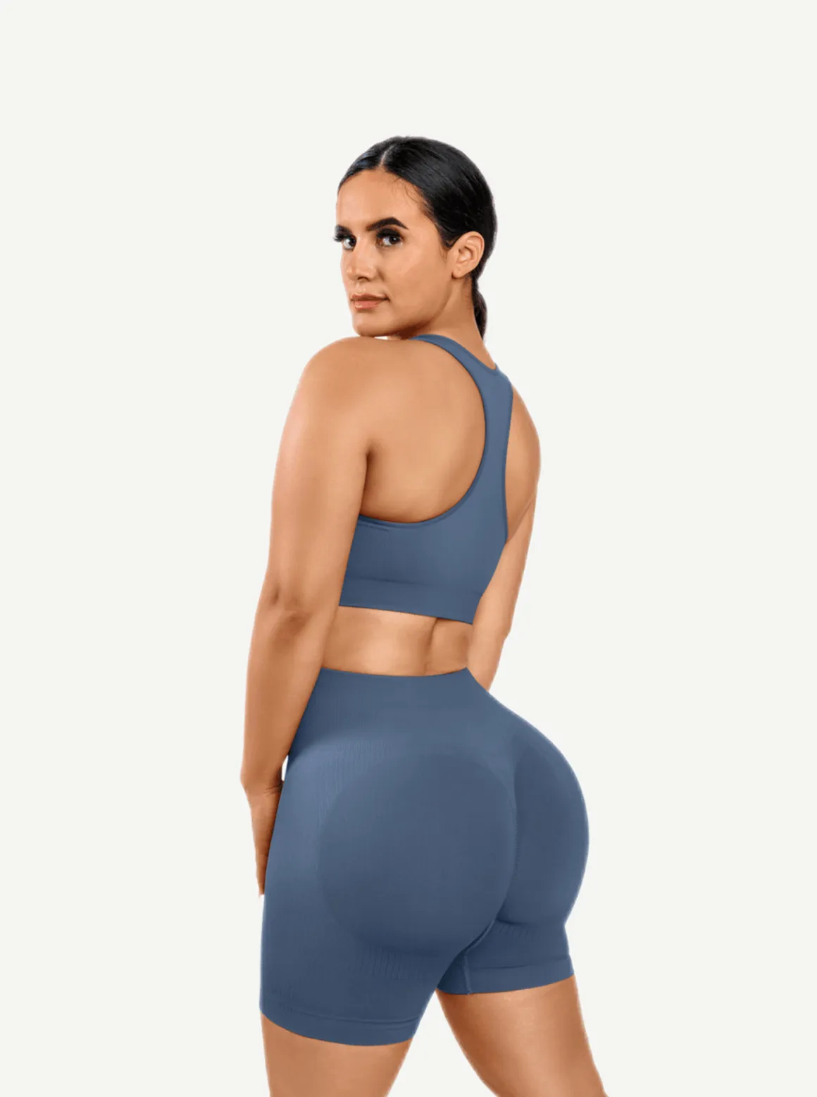 Wholesale 🌿Eco-friendly Sexy V Neck Seamless Sportswear Biker Shorts Set