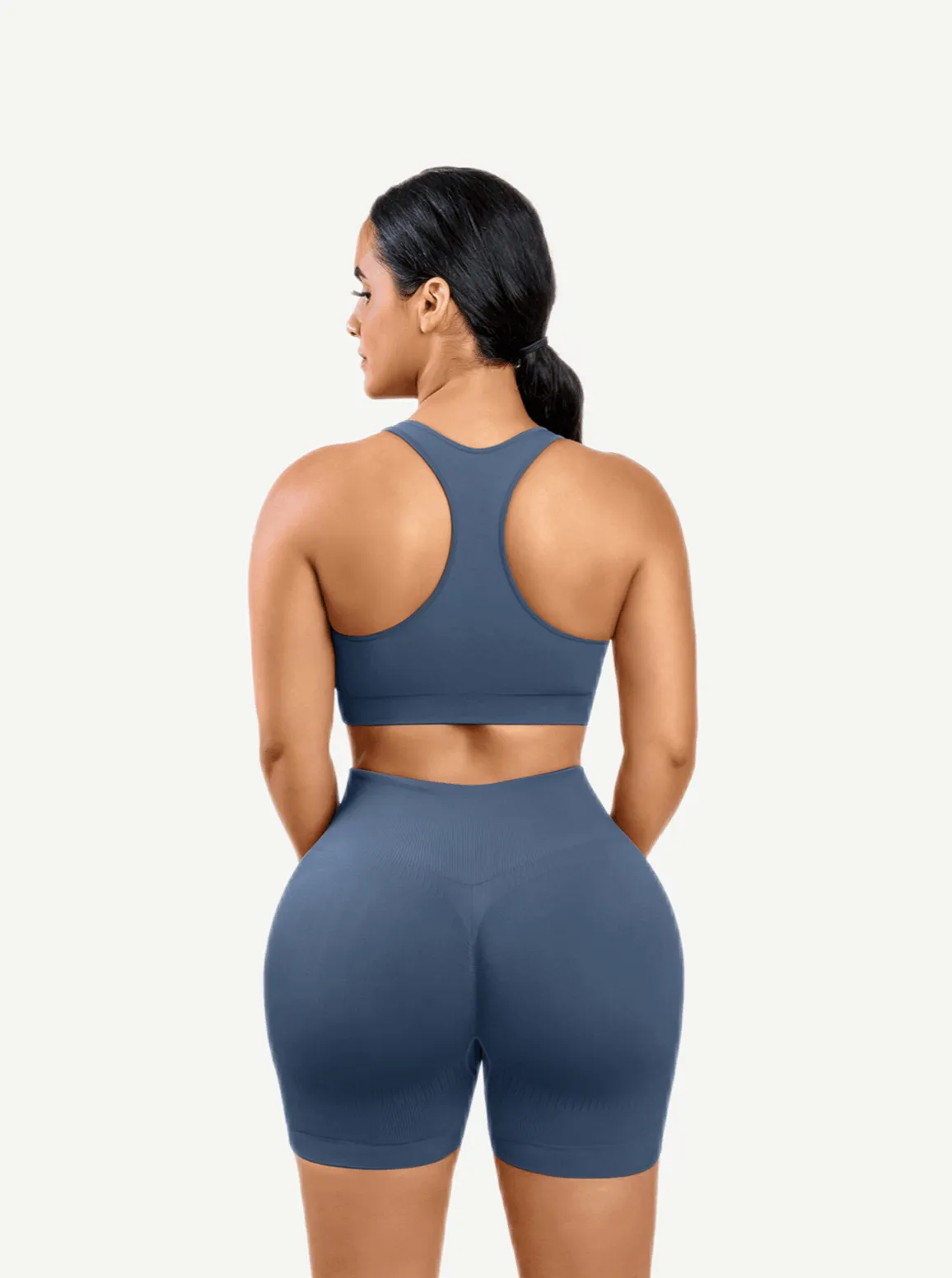 Wholesale 🌿Eco-friendly Sexy V Neck Seamless Sportswear Biker Shorts Set