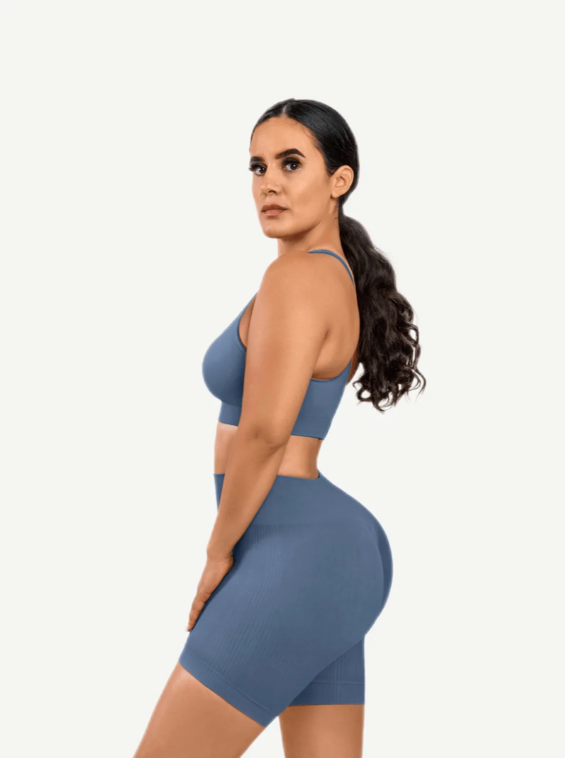 Wholesale 🌿Eco-friendly Sexy V Neck Seamless Sportswear Biker Shorts Set