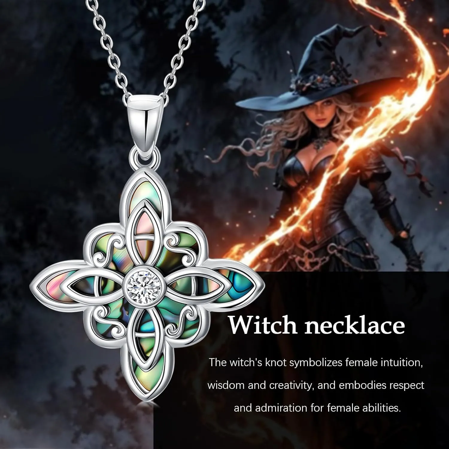 Witch Necklace 925 Sterling Silver Pentagram Triple Moon Pentacle Pendant Wiccan Pagan Jewelry Witchy Gifts for Women