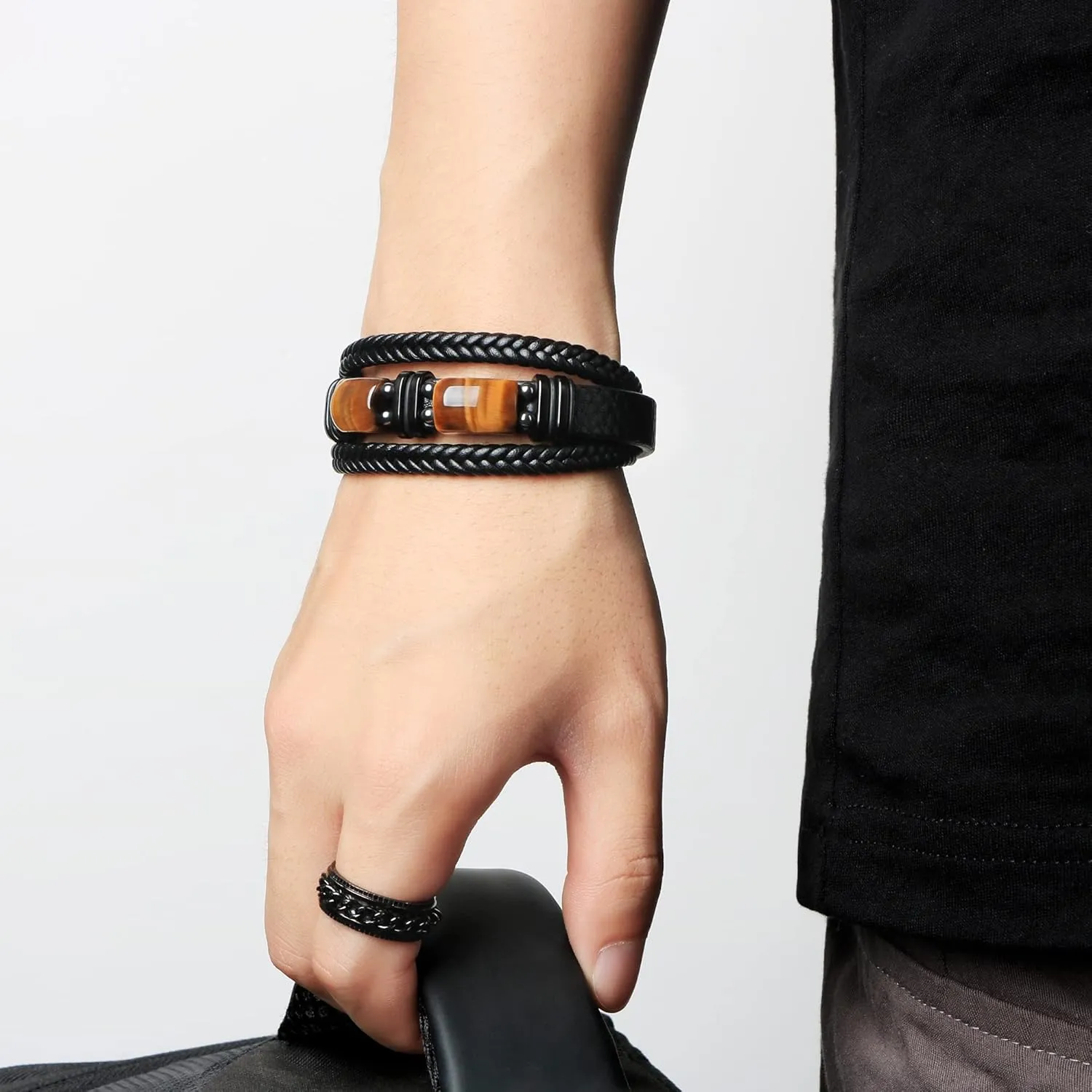     With Tigers Eye, Father's Day Christmas Anniversary Birthday Gifts for Son Husband Grandson Boyfriend Brother Dad Love You Forever Bracelets for Men