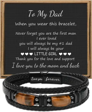      With Tigers Eye, Father's Day Christmas Anniversary Birthday Gifts for Son Husband Grandson Boyfriend Brother Dad Love You Forever Bracelets for Men