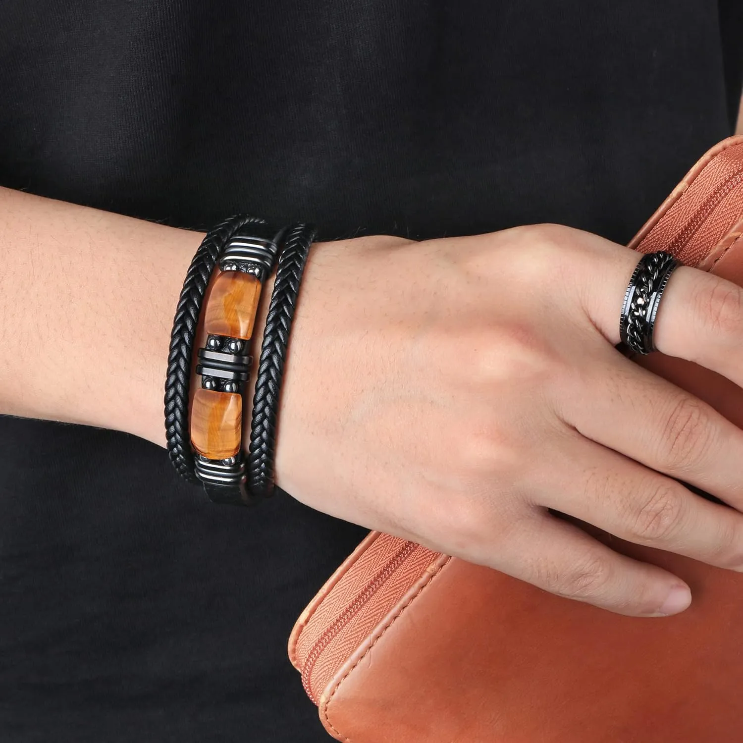      With Tigers Eye, Father's Day Christmas Anniversary Birthday Gifts for Son Husband Grandson Boyfriend Brother Dad Love You Forever Bracelets for Men