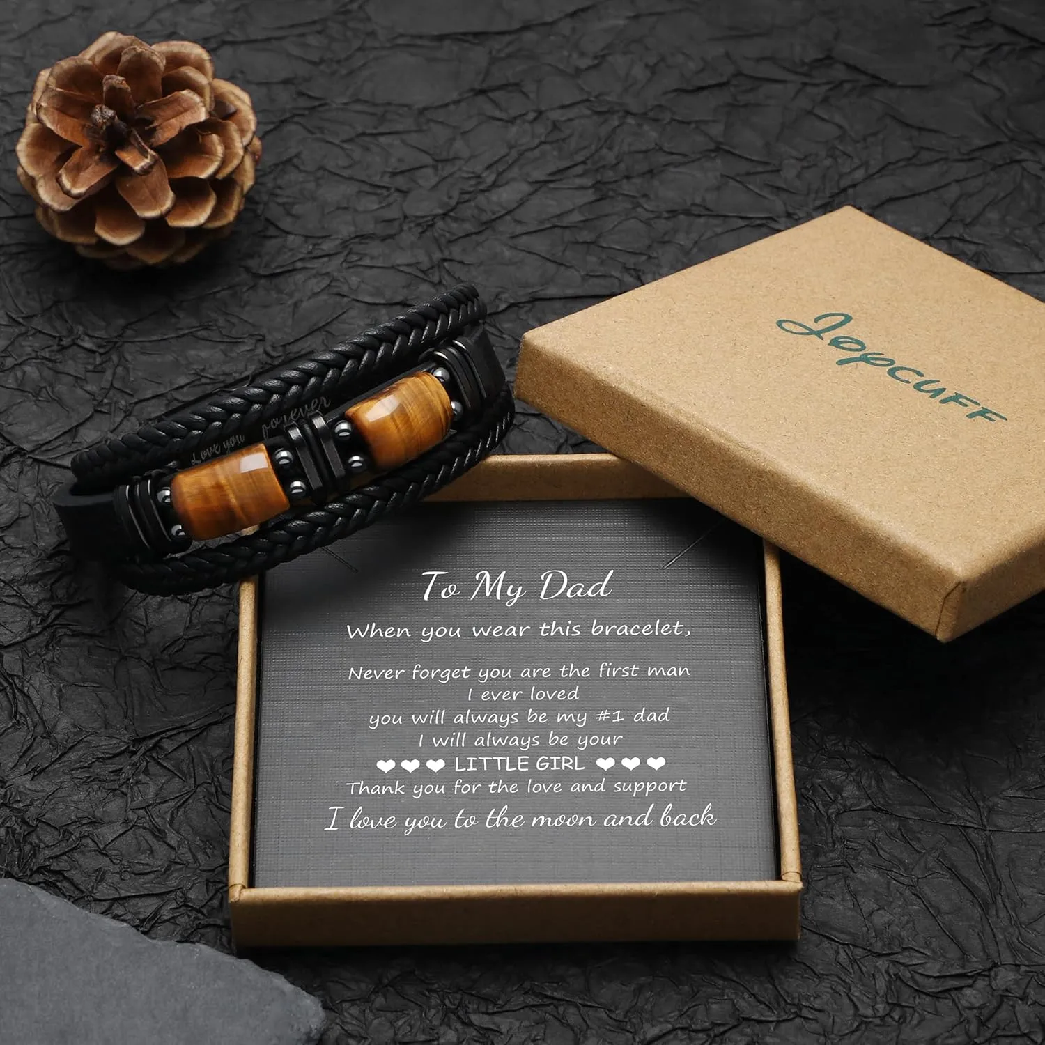      With Tigers Eye, Father's Day Christmas Anniversary Birthday Gifts for Son Husband Grandson Boyfriend Brother Dad Love You Forever Bracelets for Men