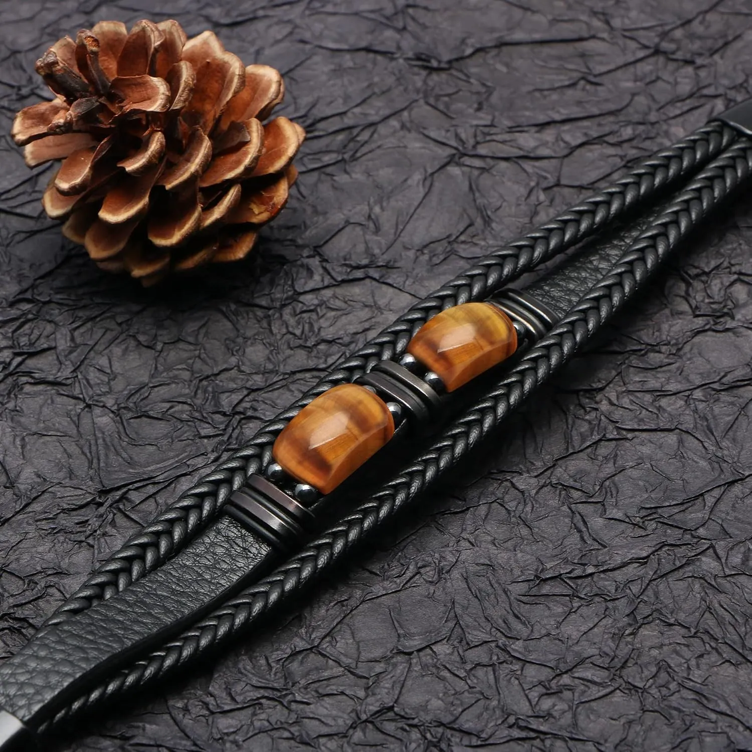      With Tigers Eye, Father's Day Christmas Anniversary Birthday Gifts for Son Husband Grandson Boyfriend Brother Dad Love You Forever Bracelets for Men