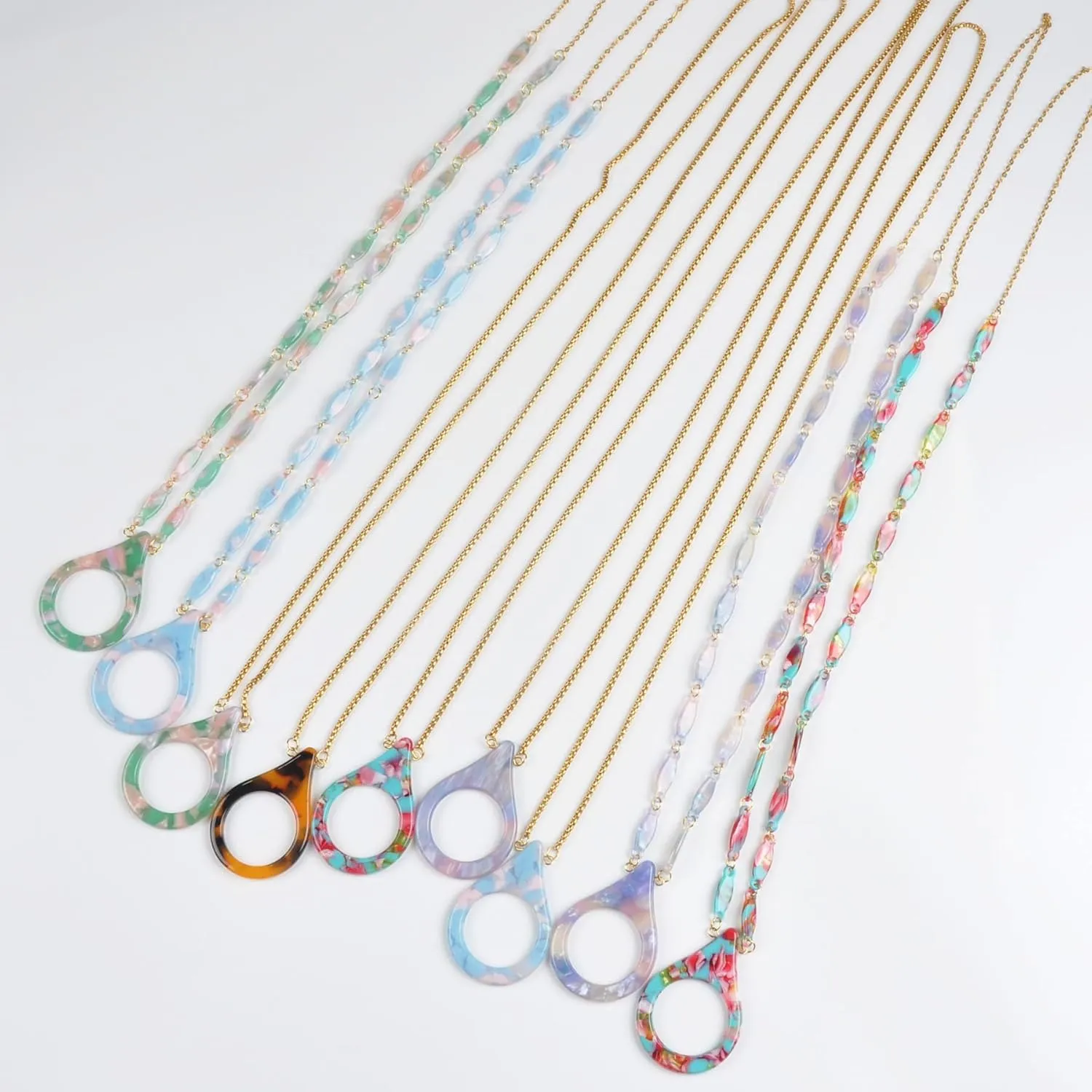 Women Anti-Lost Gold Stainless Steel Sunglasses Chain Strap Holder Glassess Necklace Retainer With Acrylic Loop