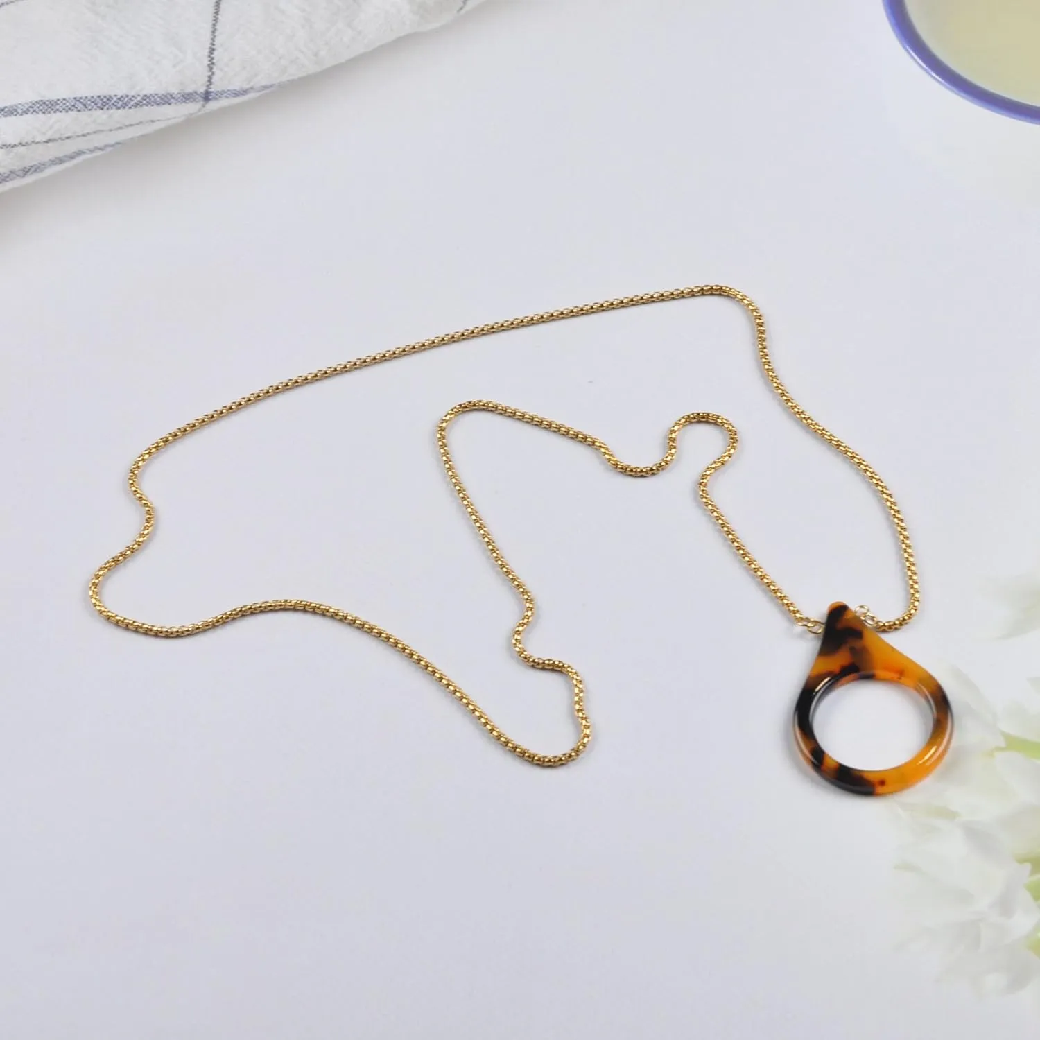 Women Anti-Lost Gold Stainless Steel Sunglasses Chain Strap Holder Glassess Necklace Retainer With Acrylic Loop
