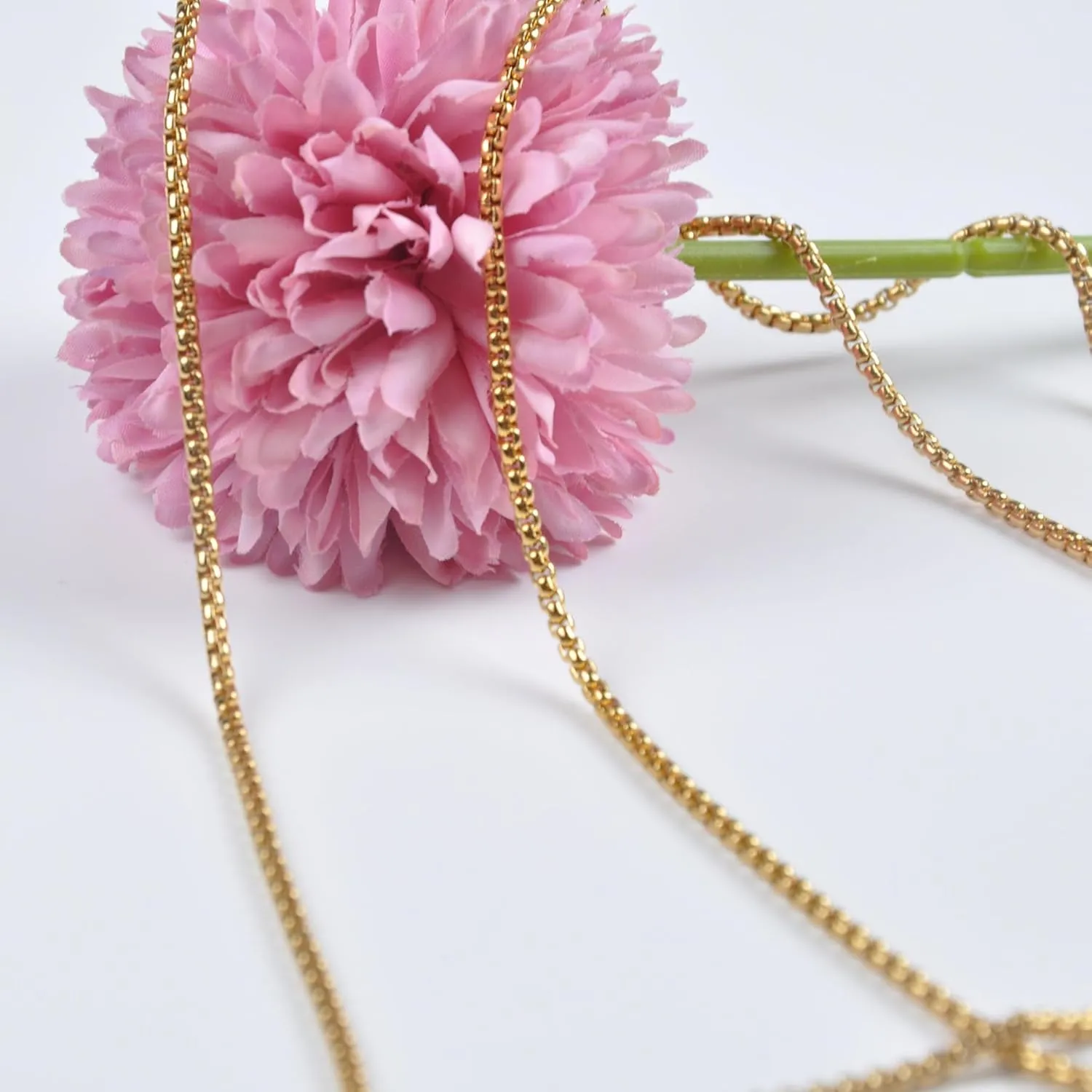 Women Anti-Lost Gold Stainless Steel Sunglasses Chain Strap Holder Glassess Necklace Retainer With Acrylic Loop