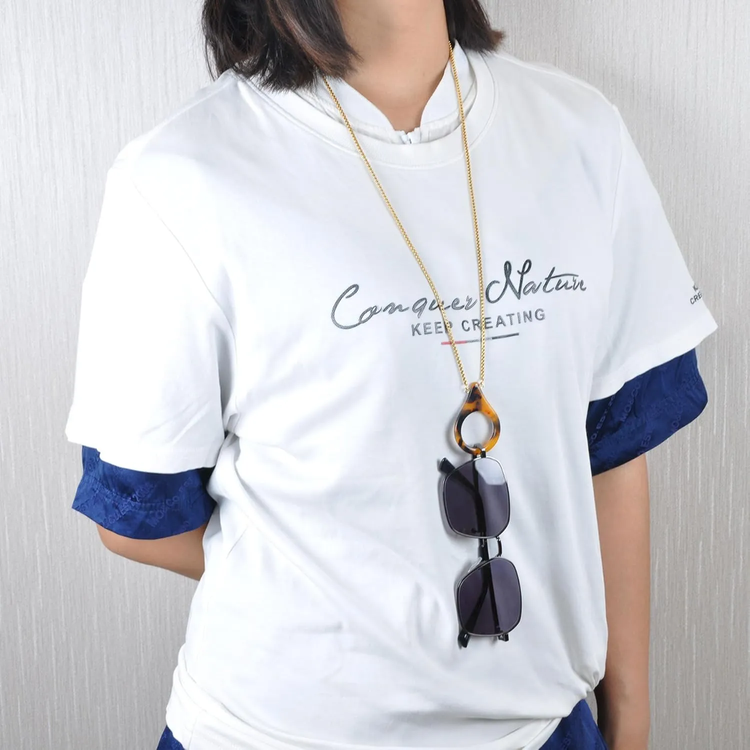 Women Anti-Lost Gold Stainless Steel Sunglasses Chain Strap Holder Glassess Necklace Retainer With Acrylic Loop