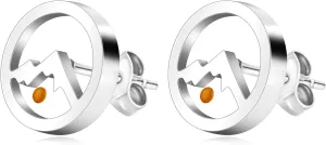 Women's Stud Earrings - Mustard Seed Mountain Round Charm Earrings Stainless Steel Low Sensitivity Earrings Faith Jewelry YA4639