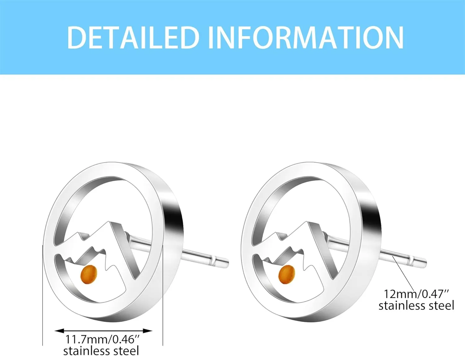 Women's Stud Earrings - Mustard Seed Mountain Round Charm Earrings Stainless Steel Low Sensitivity Earrings Faith Jewelry YA4639