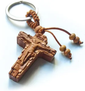Wooden Cross Keychainjesus keychain Bags Keyring Rearview Mirror Hanging Ornament Catholic Cross Decor Religious Jewelry Gifts,Catholic Gift,easter gifts for adults,religious keychain