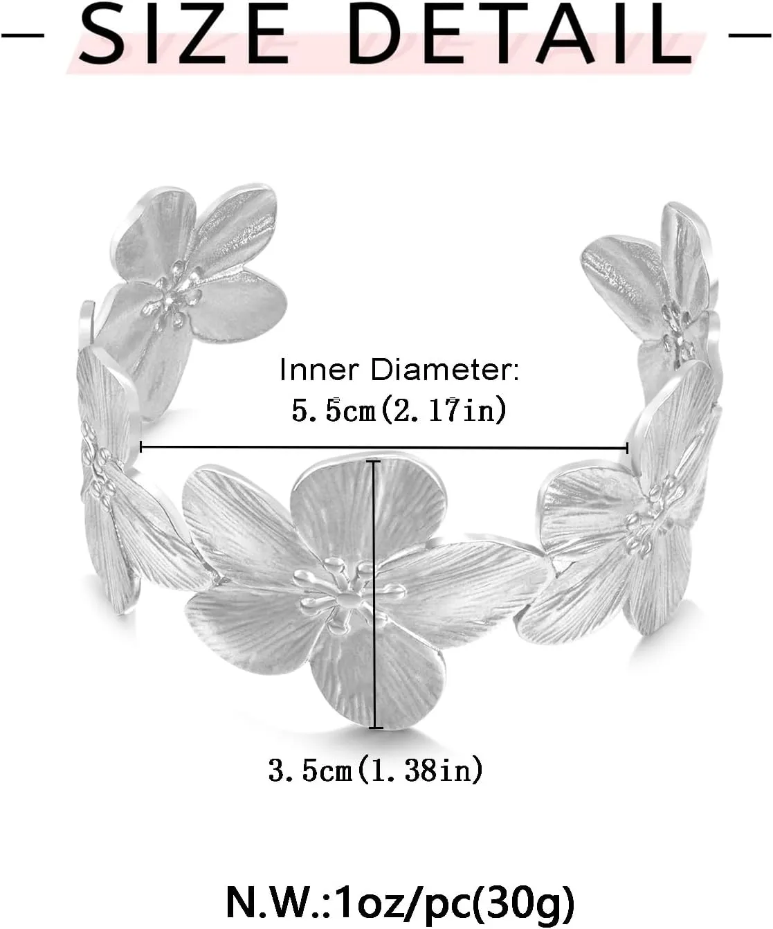 WOWORAMA Chunky Gold Cuff Bracelets for Women Vintage Gold Flower Butterfly Bracelet Trendy Boho Wide Open Cuff Bangles Matte Statement Bracelet