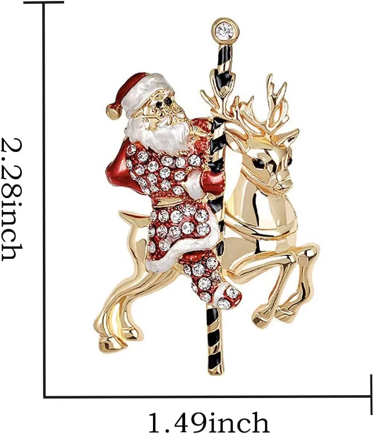 XGALBLA Christmas Brooch Pins, Rhinestone Crystal Enamel Christmas Jewelry Gift for Women Girls