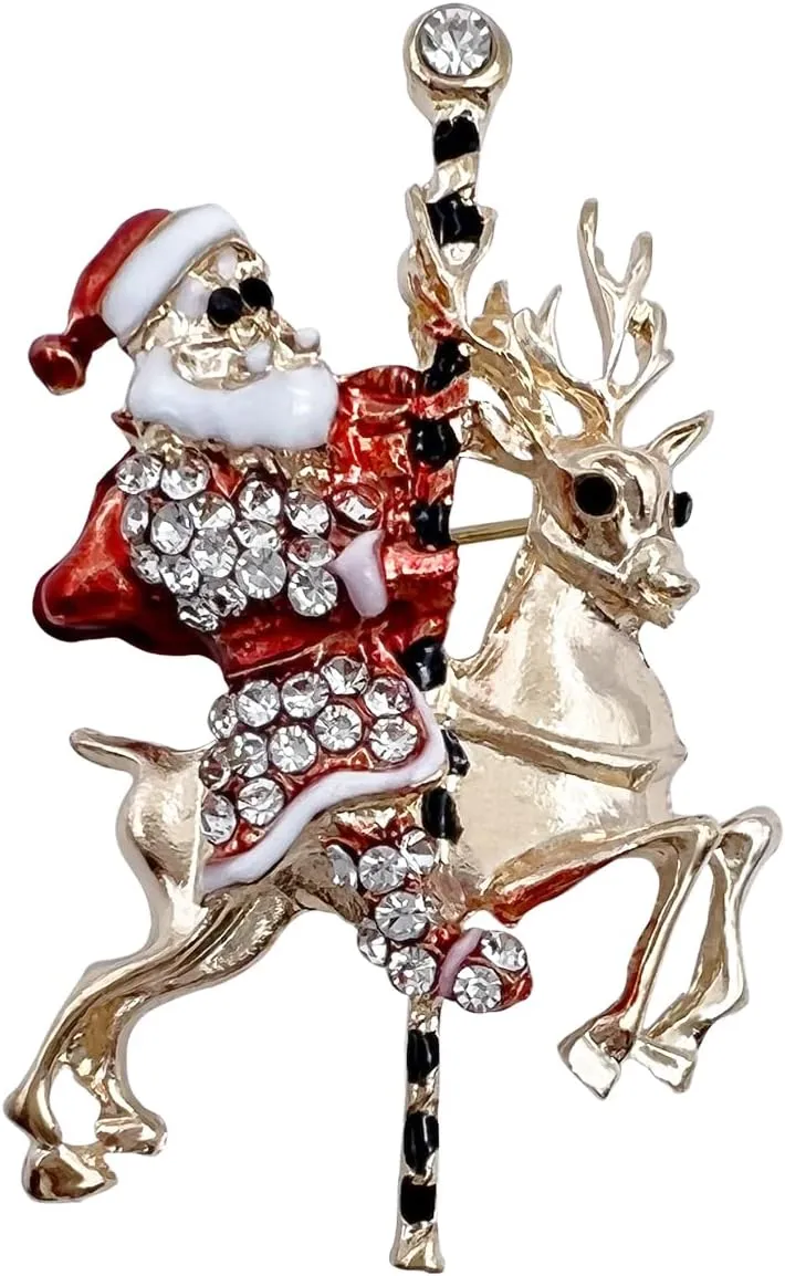 XGALBLA Christmas Brooch Pins, Rhinestone Crystal Enamel Christmas Jewelry Gift for Women Girls