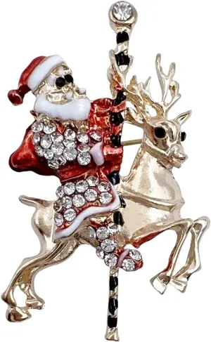 XGALBLA Christmas Brooch Pins, Rhinestone Crystal Enamel Christmas Jewelry Gift for Women Girls