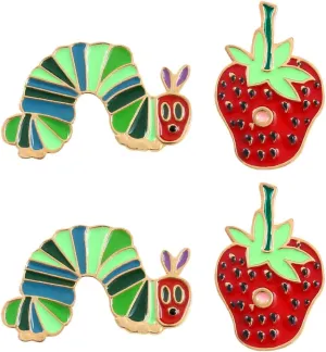 Ximimark 4 pcs Cute Caterpillar Strawberry Brooch for Women - Cartoon Trinket Alloy Badge