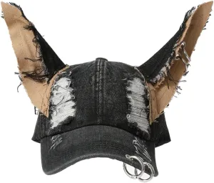 Y2k Hats Bunny Ears Denim Hat Baseball Cap Hip-hop Novelty Costume Baseball Hats Grunge Girl Caps Kpop Outfits