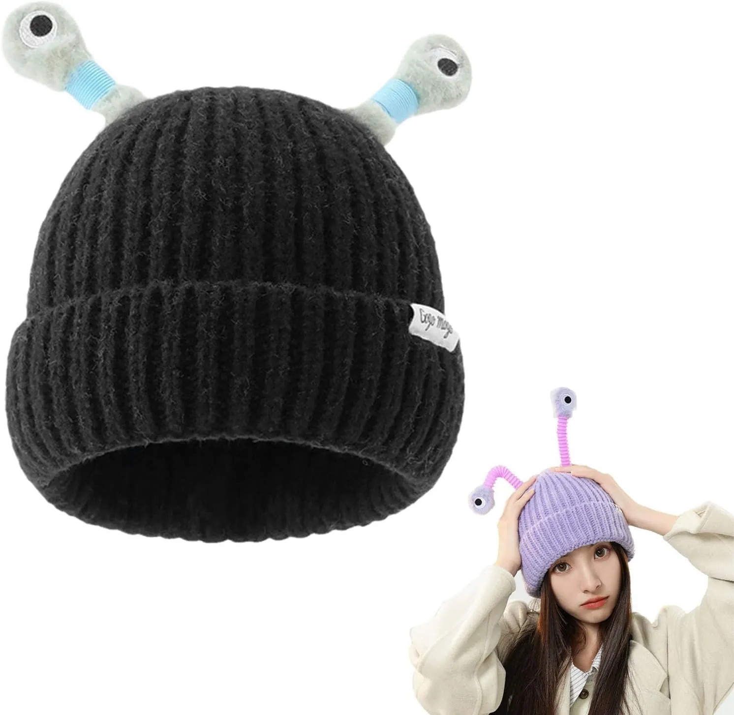 Yak Embroidery Stretch Knit Beanie Hat for Men Women Student Big Kids Winter Warm Watch Cap Cuff Hats