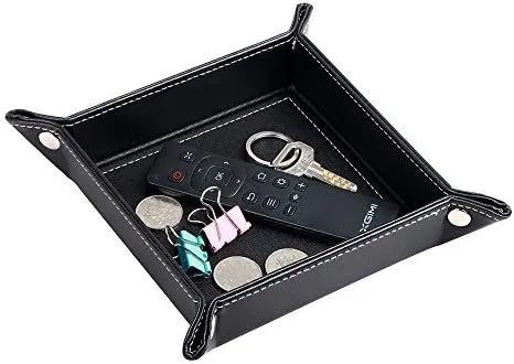 YAPISHI Key Dish Bowl for Entryway, Catchall Holder Bedside Table Valet Tray for Men's Pocket Stuff, PU Leather Nightstand Organizer for Dice/Coins/Wallet/Watch/Rings/Sunglasses, Dresser/Coffee Table