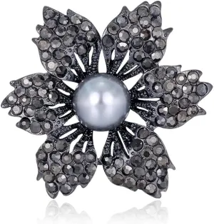 YAZILIND Flower Shape Brooch Imitation Pearl Alloy Rhinestone Corsage Female Clothing Accessories