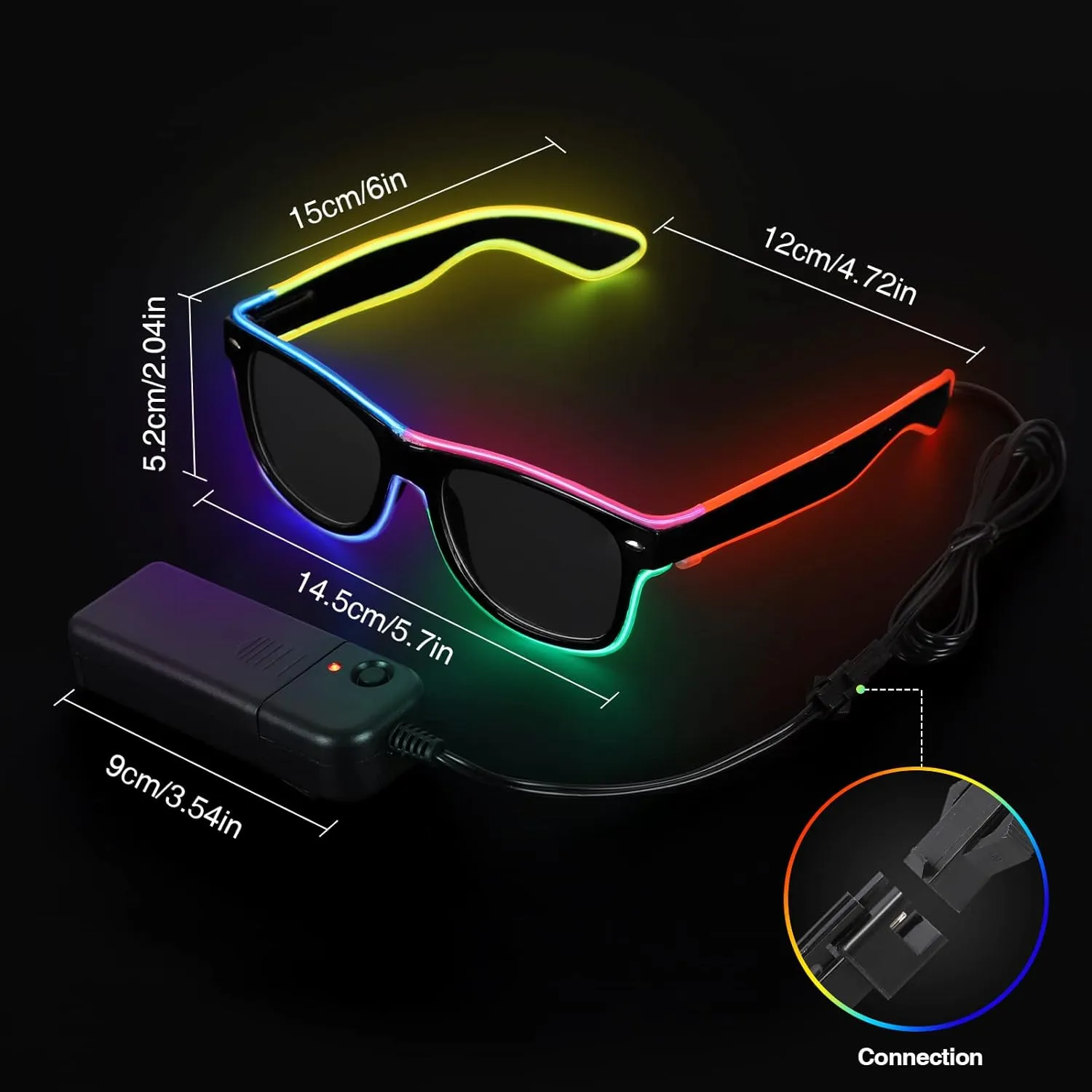 YouRfocus Led Light up Glasses Glow in the Dark for Rave Party, EDM