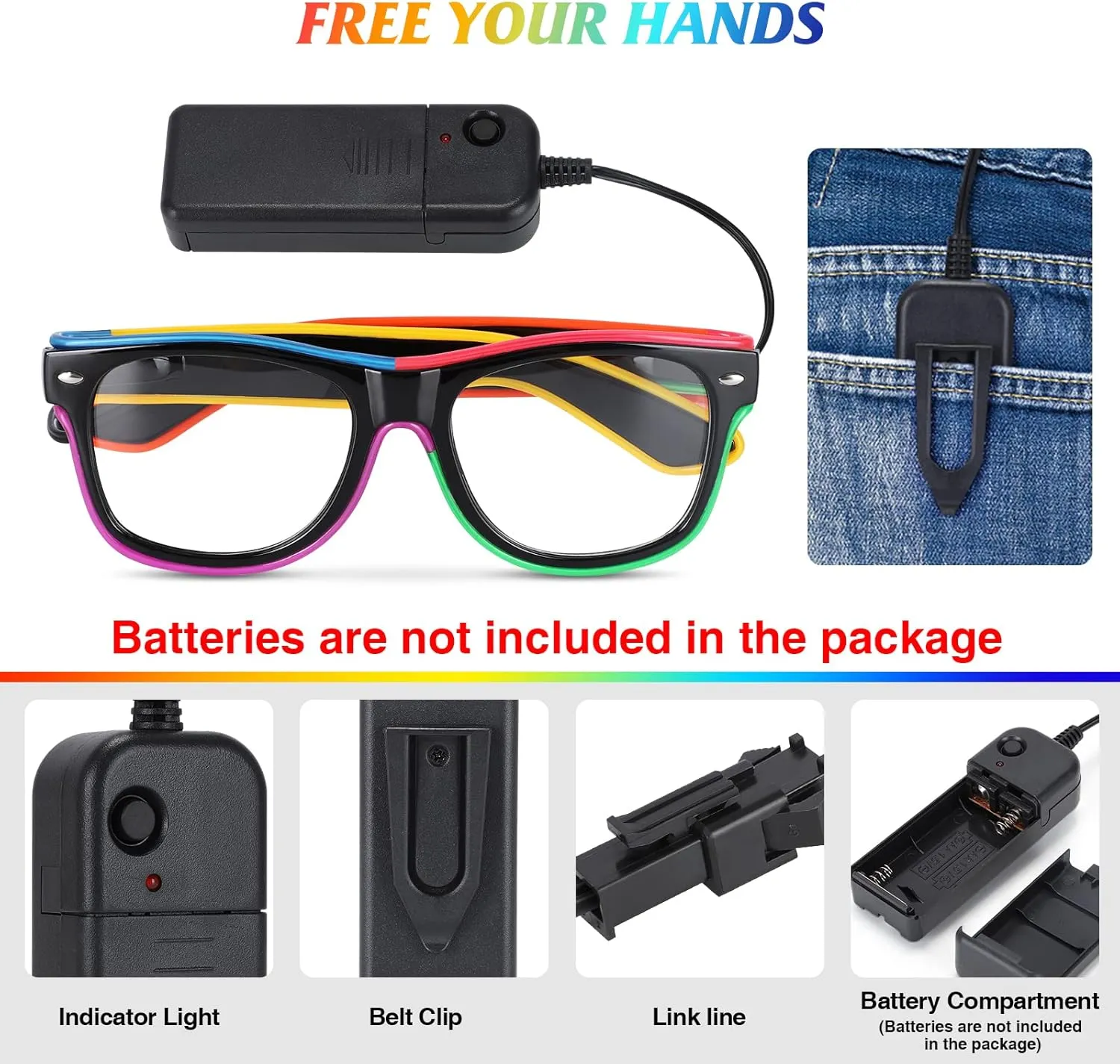 YouRfocus Led Light up Glasses Glow in the Dark for Rave Party, EDM