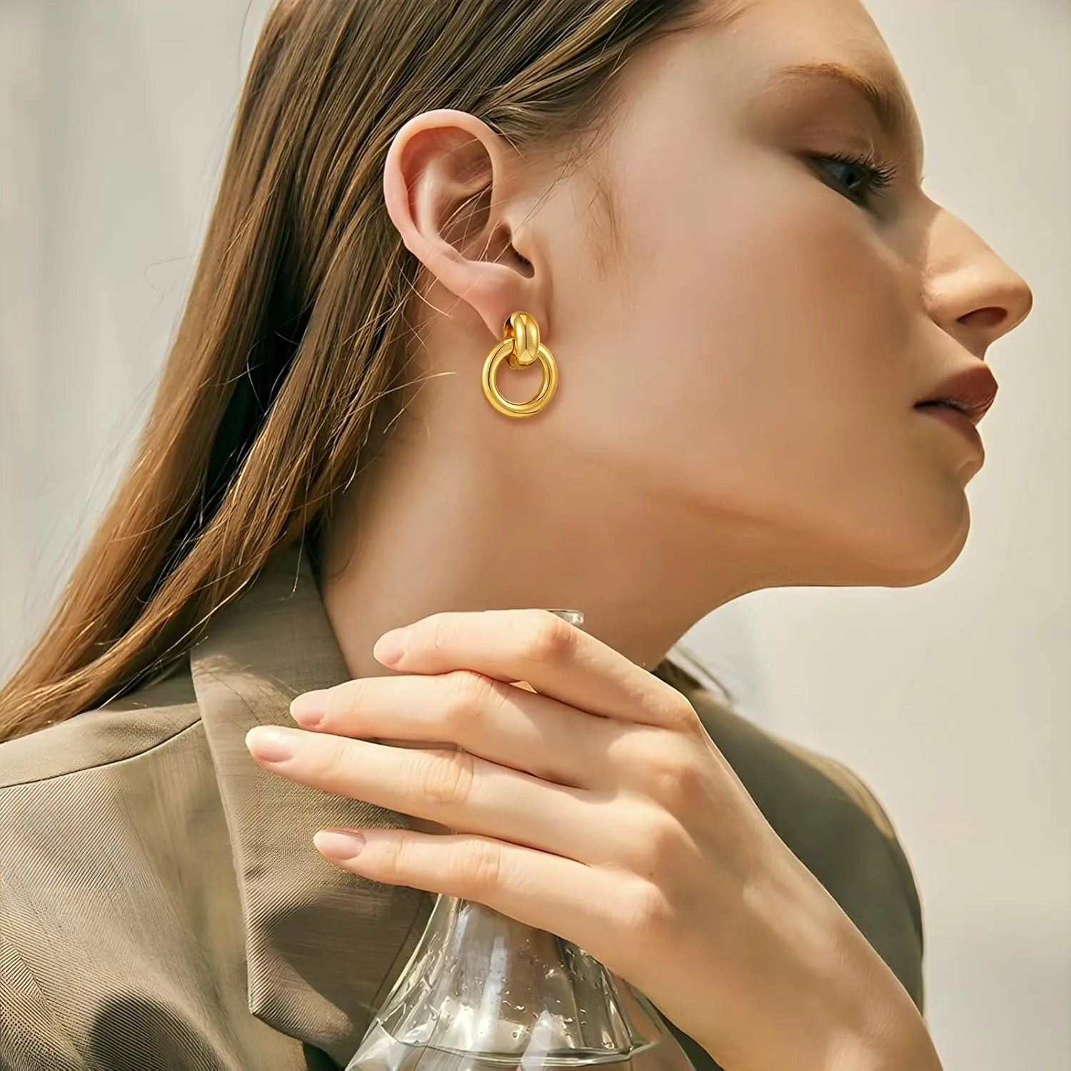 YUJIE Gold Geometric Earrings Chunky Knot Statement Earrings for Women Twisted Dangle Drop Trendy Stud Earring Fashion Jewelry Gifts