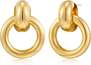 YUJIE Gold Geometric Earrings Chunky Knot Statement Earrings for Women Twisted Dangle Drop Trendy Stud Earring Fashion Jewelry Gifts