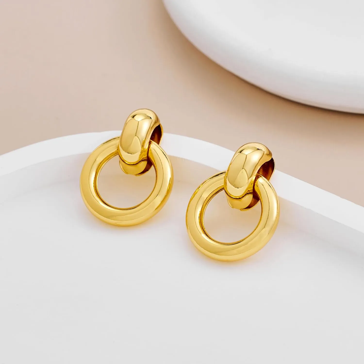 YUJIE Gold Geometric Earrings Chunky Knot Statement Earrings for Women Twisted Dangle Drop Trendy Stud Earring Fashion Jewelry Gifts