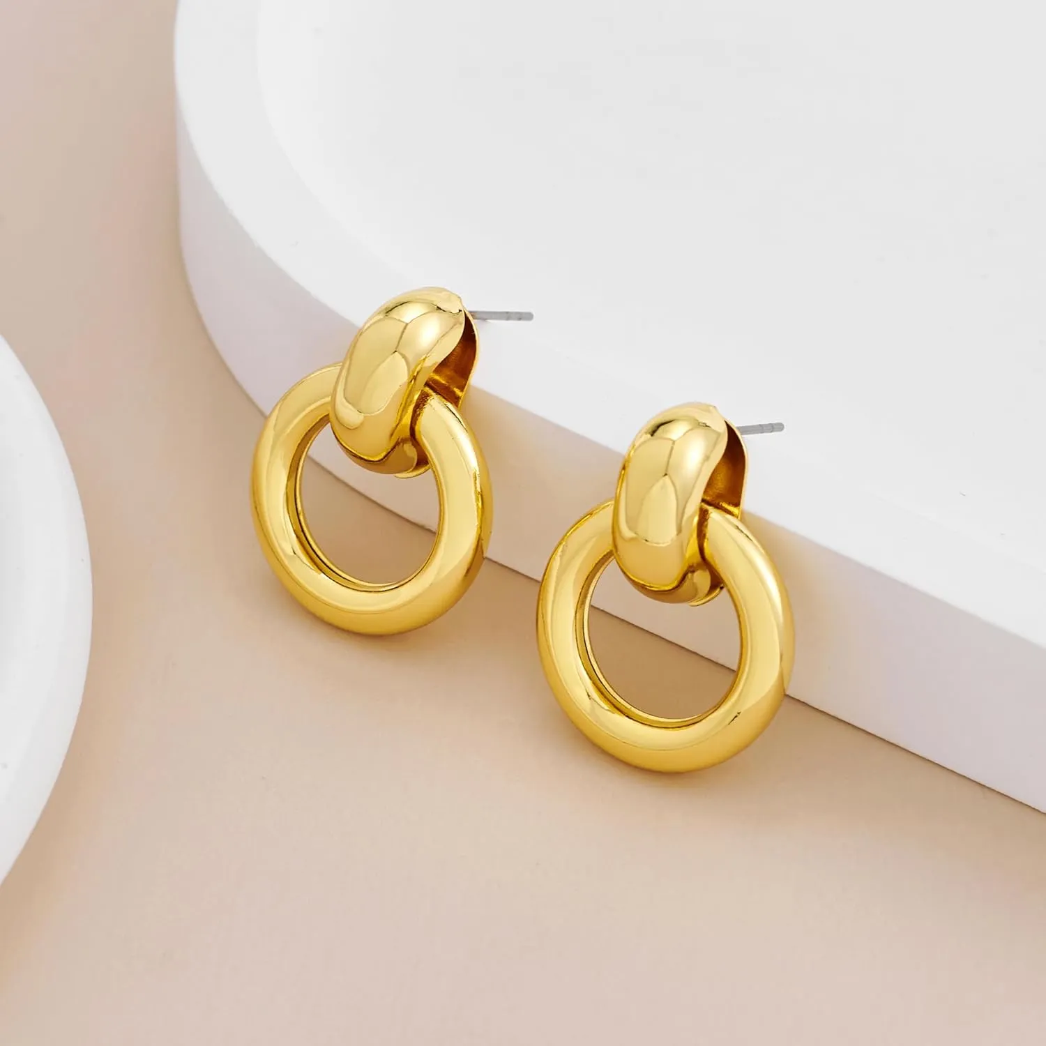 YUJIE Gold Geometric Earrings Chunky Knot Statement Earrings for Women Twisted Dangle Drop Trendy Stud Earring Fashion Jewelry Gifts