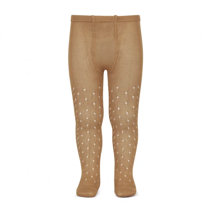 z Condor Tights - Full Openwork Lace in Camel