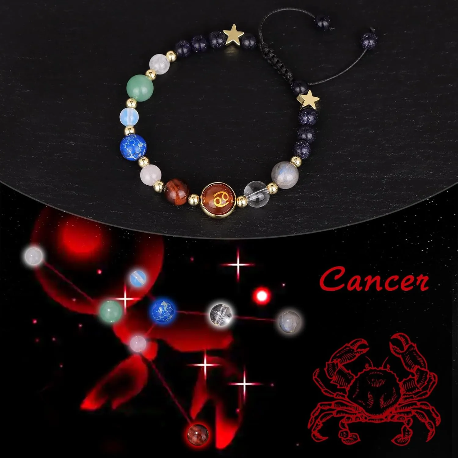 Zodiac Bracelets for Women Men,12 Constellations Healing Crystal Stone Beads Bracelet Birthday Zodiac Gifts Horoscope Spiritual Jewelry Bracelet Gifts