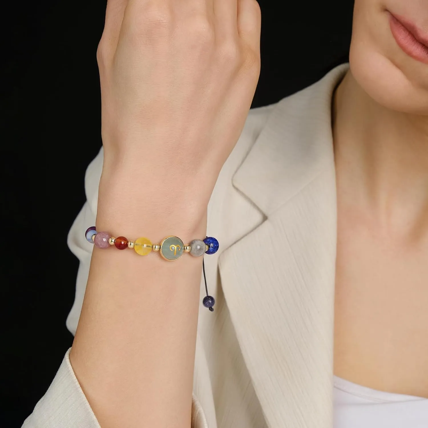 Zodiac Bracelets for Women Men,12 Constellations Healing Crystal Stone Beads Bracelet Birthday Zodiac Gifts Horoscope Spiritual Jewelry Bracelet Gifts