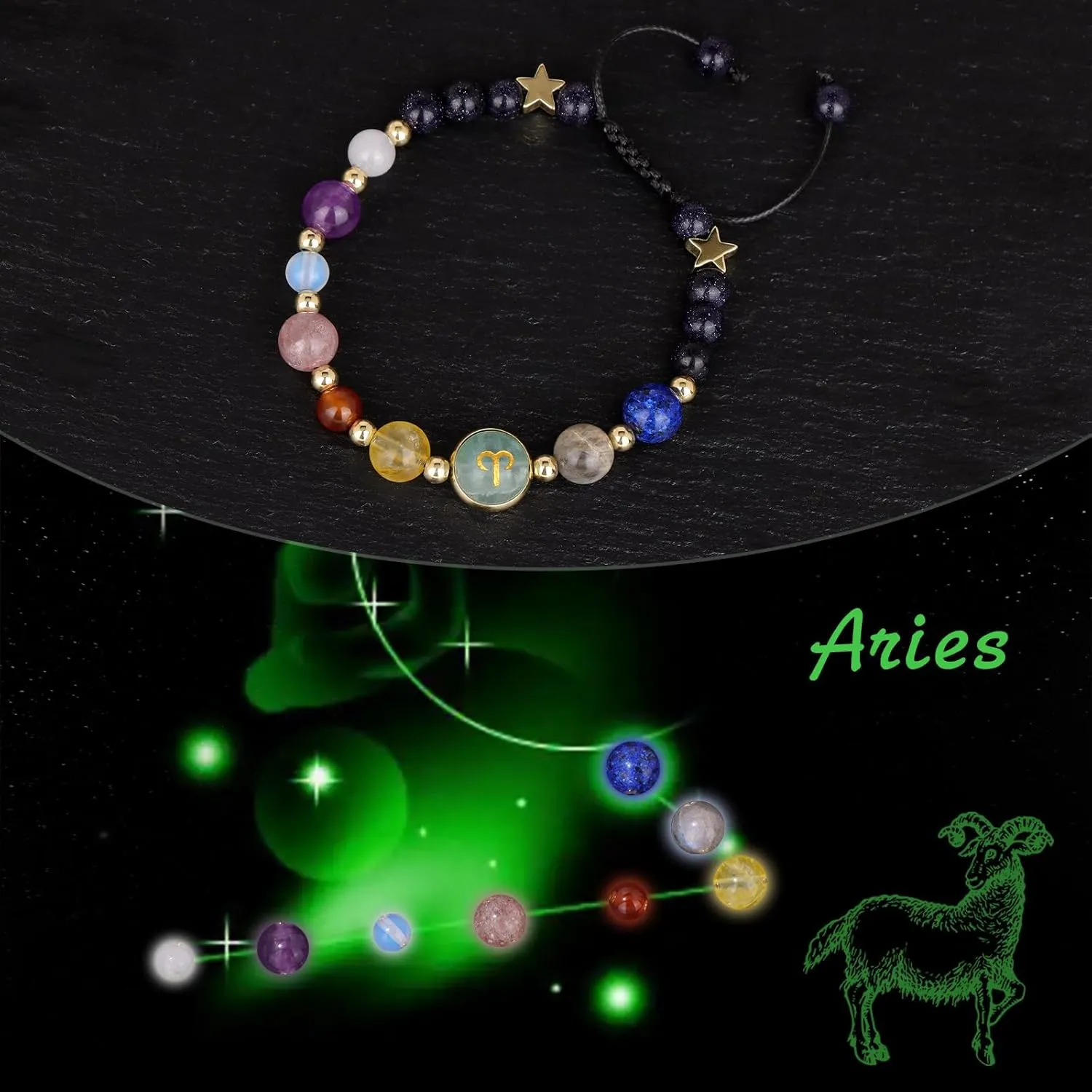 Zodiac Bracelets for Women Men,12 Constellations Healing Crystal Stone Beads Bracelet Birthday Zodiac Gifts Horoscope Spiritual Jewelry Bracelet Gifts