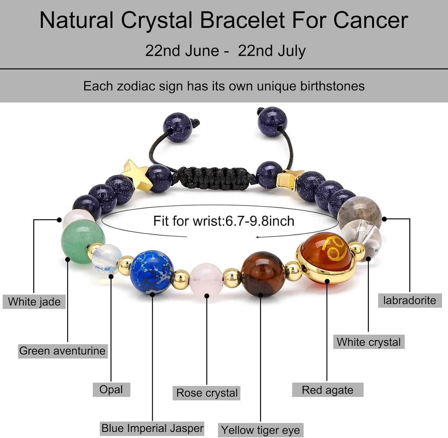 Zodiac Bracelets for Women Men,12 Constellations Healing Crystal Stone Beads Bracelet Birthday Zodiac Gifts Horoscope Spiritual Jewelry Bracelet Gifts
