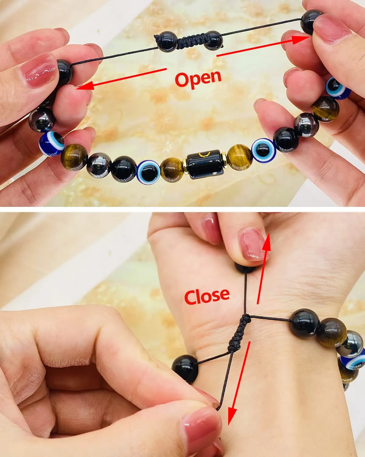 Zodiac Triple Protection Bracelet Evil Eye Hematite Obsidian Tiger Eye Chakra Healing Crystal Bead for Men Women Good Luck Spiritual Jewelry (Gemini bracelet, 12 Zodianc, 10mm)