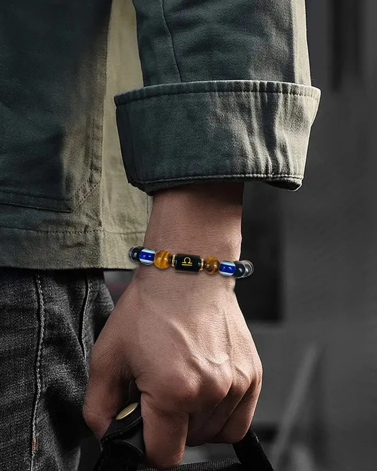 Zodiac Triple Protection Bracelet Evil Eye Hematite Obsidian Tiger Eye Chakra Healing Crystal Bead for Men Women Good Luck Spiritual Jewelry (Gemini bracelet, 12 Zodianc, 10mm)
